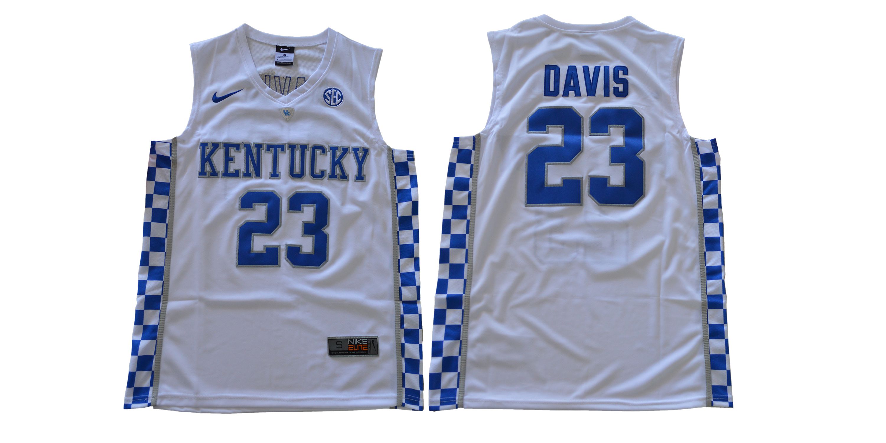 Men Kentucky Wildcats 23 Davis White NBA NCAA Jerseys